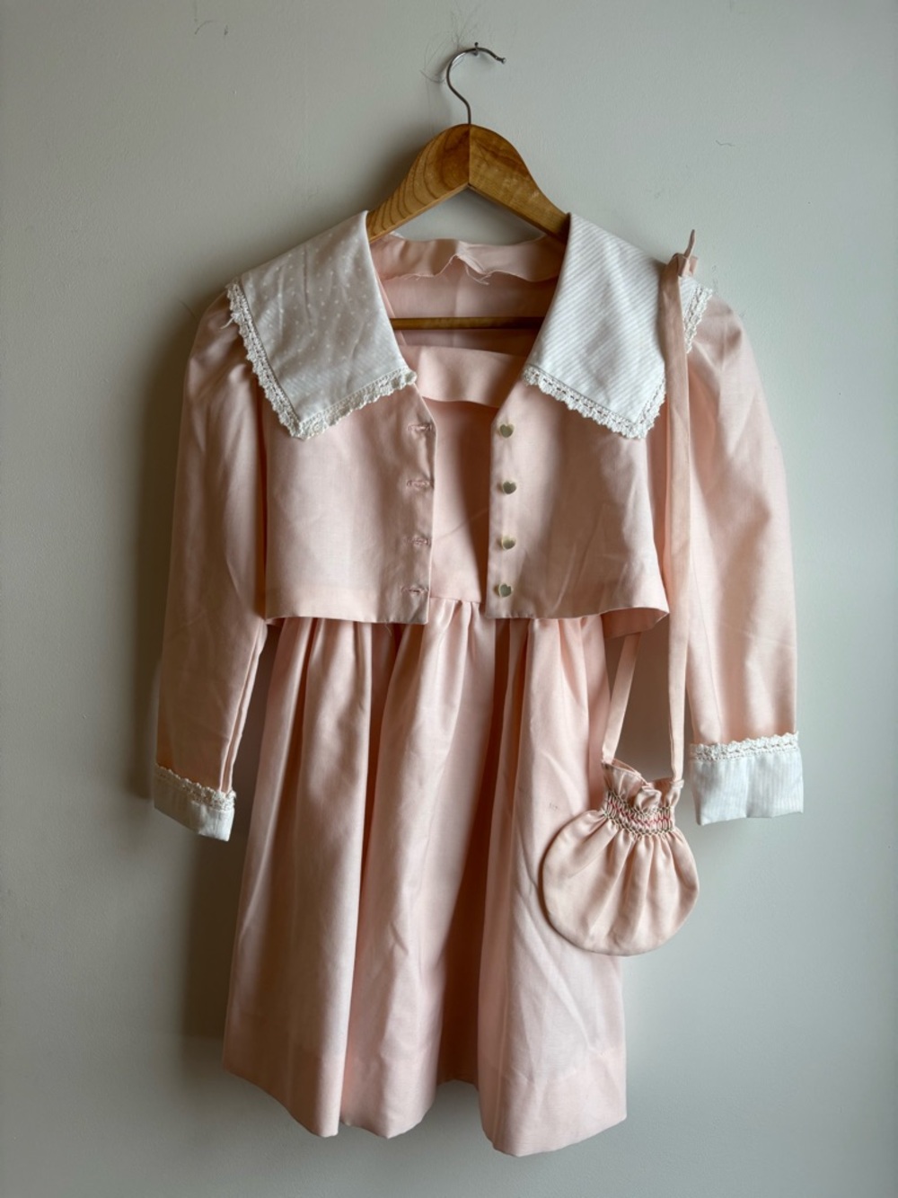 Kids Vintage Handmade Pink Dress with Jacket and Matching Bag